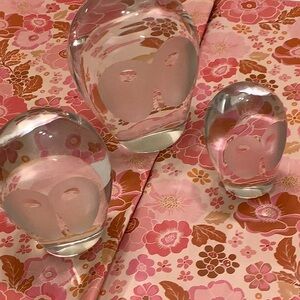 Clear Glass Owl Figurines